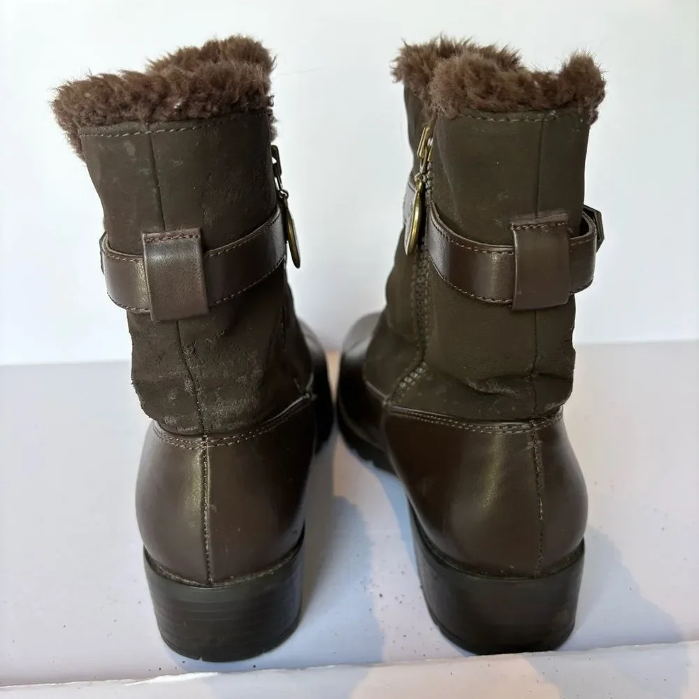 Trotter's Brown Faux Fur-Lined Women's Mid-Calf Boots Size 9M Side Zip